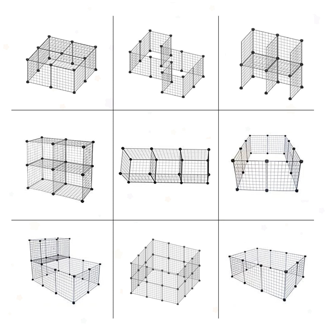 MCL Pet Playpen DIY Small Animal Cage Enclosure Metal Wire Fence 39 Panels with 3 Doors 2 Ramps for Kitten Bunny Chinchilla Pet Mink Black