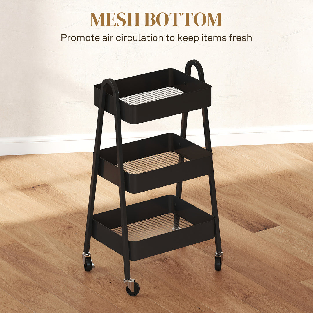 Three-Tier Storage Trolley - Black