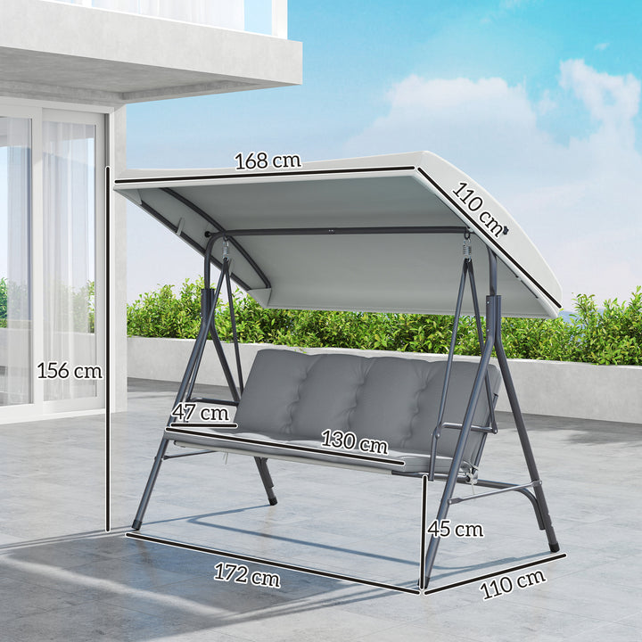 Three-Seater Garden Swing Seat - Light Grey