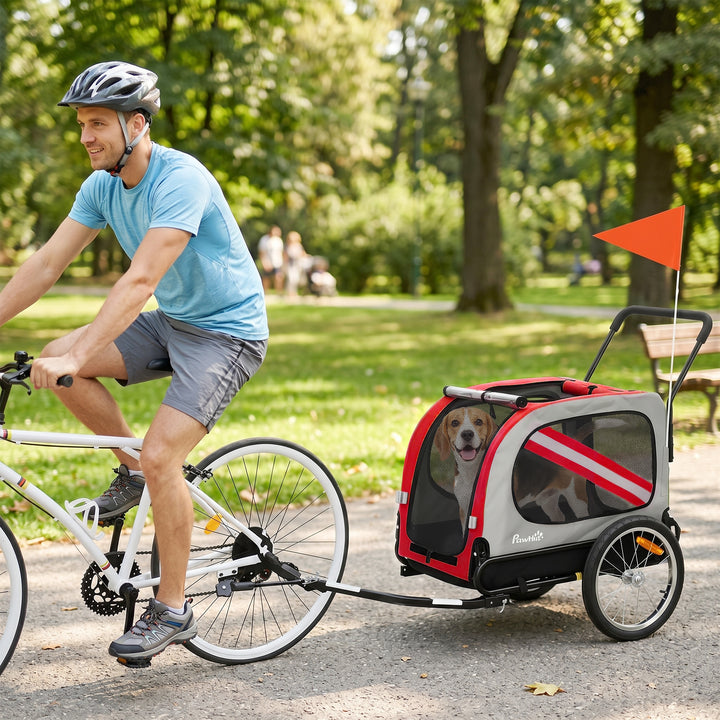 2-In-1 Dog Bike Trailer Pet Stroller with Universal Wheel Reflector Fl