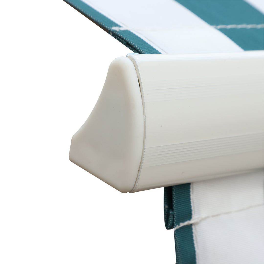 Manual Retractable Awning, size (4m x3m)-Green/White Stripes