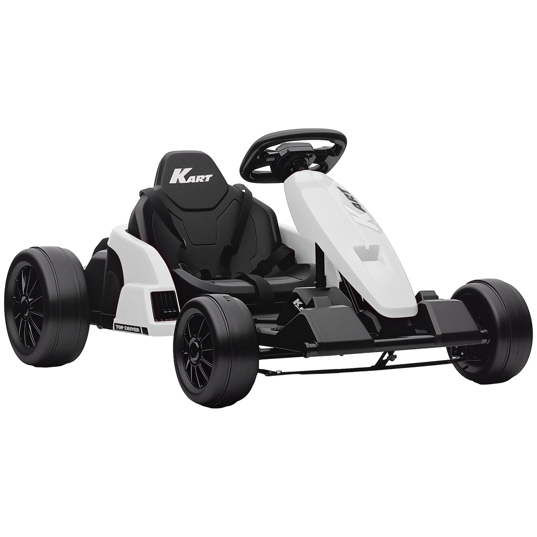 24V Electric Go Kart, Drift Kart with Adjustable Seat, Slow Start, 5-Point Harness, Music, Horn, for 6-12 Years