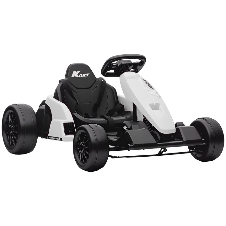 24V Electric Go Kart, Drift Kart with Adjustable Seat, Slow Start, 5-Point Harness, Music, Horn, for 6-12 Years