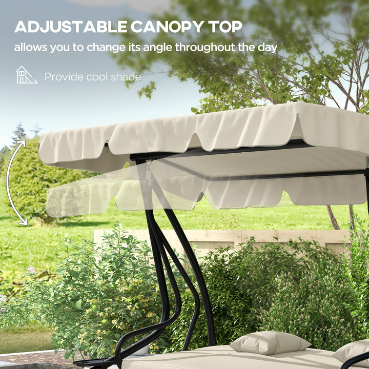 Convertible Three-Seater Swing Chair Bed - Cream