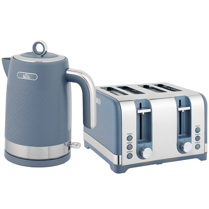 MCL Sleek Textured Kettle and Four-Slice Toaster Set - Blue