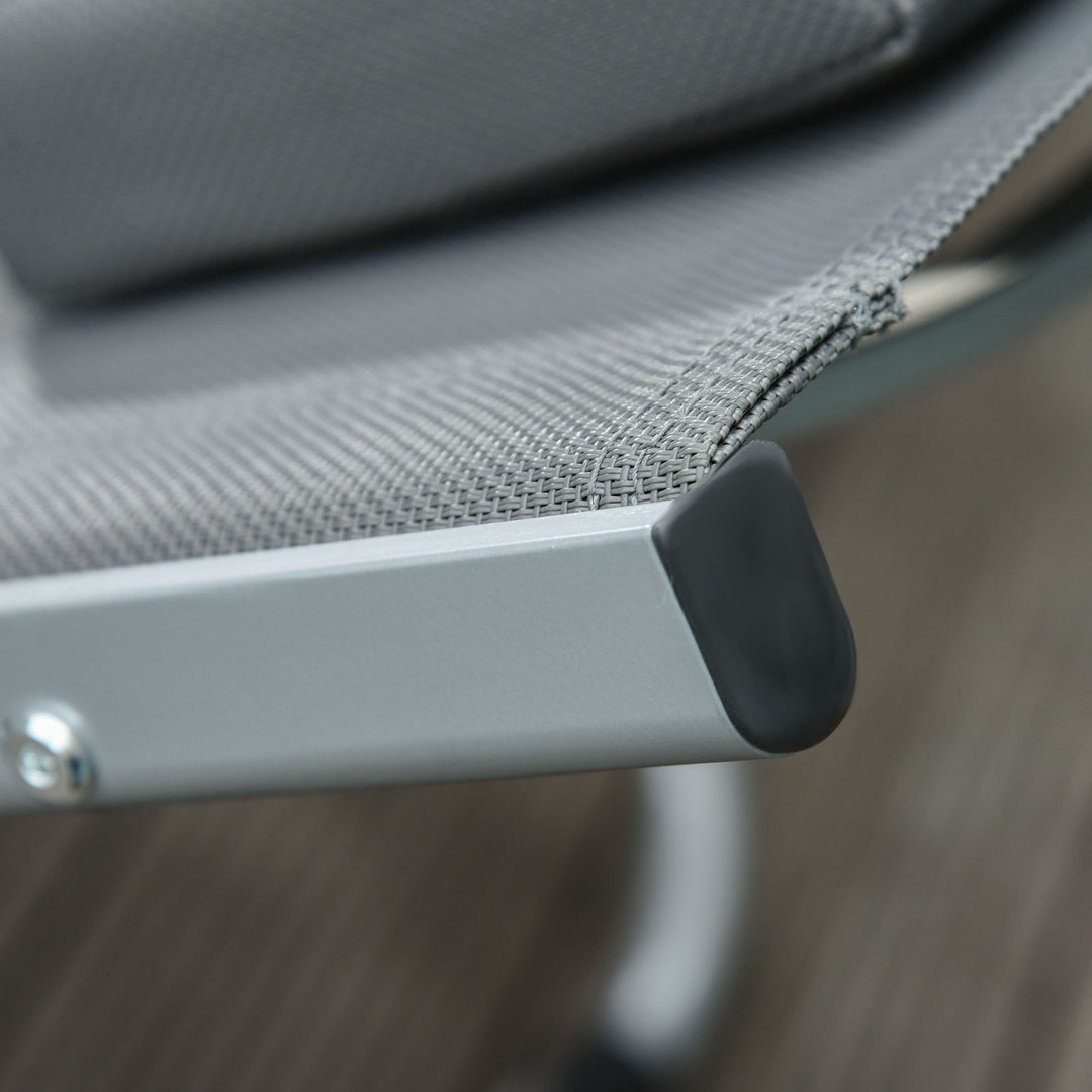 MCL Sun Lounger Reclining Chair Portable Armchair with Pillow for Garden Patio Outside Aluminium Frame, Dark Grey