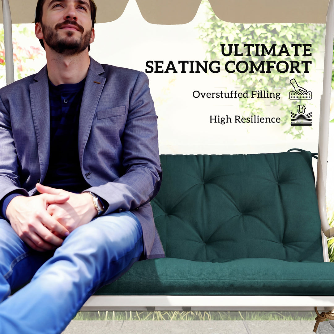 2 Seater Bench Pad, Garden Chair Cushion with Back and Ties for Indoor