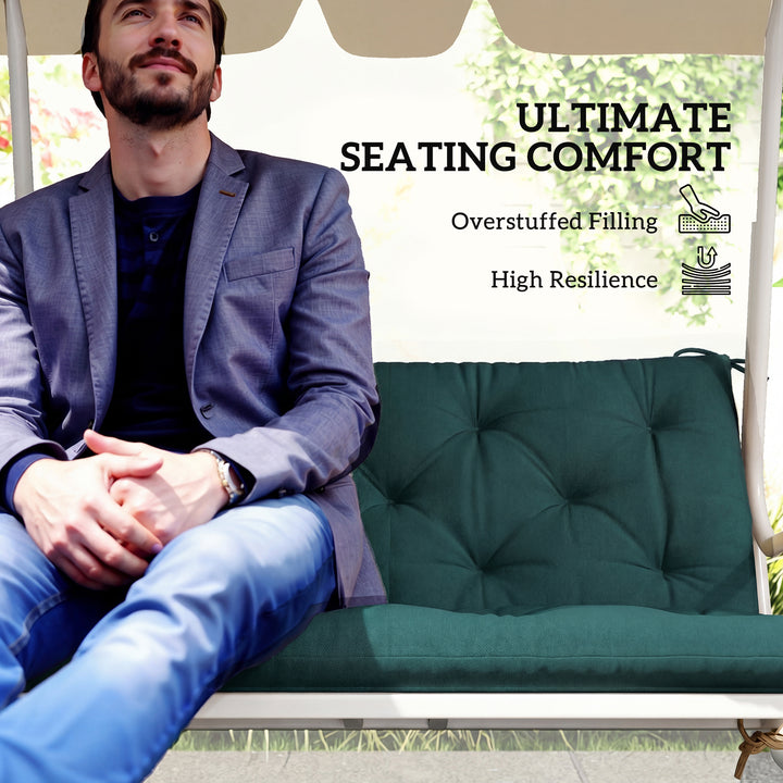 2 Seater Bench Pad, Garden Chair Cushion with Back and Ties for Indoor