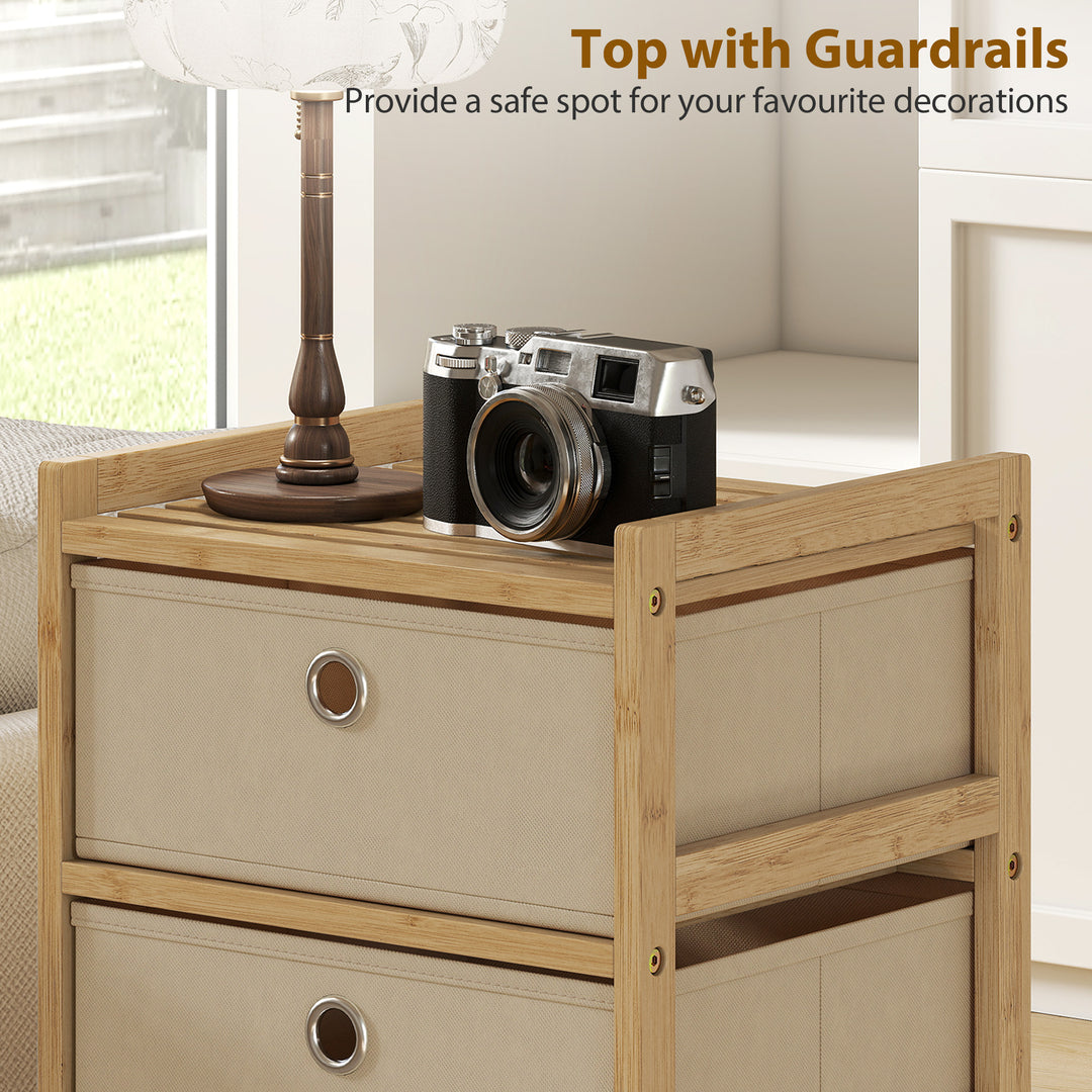 Chest of Drawers, 3 Fabric Drawers Narrow Dresser with Bamboo Frame, C