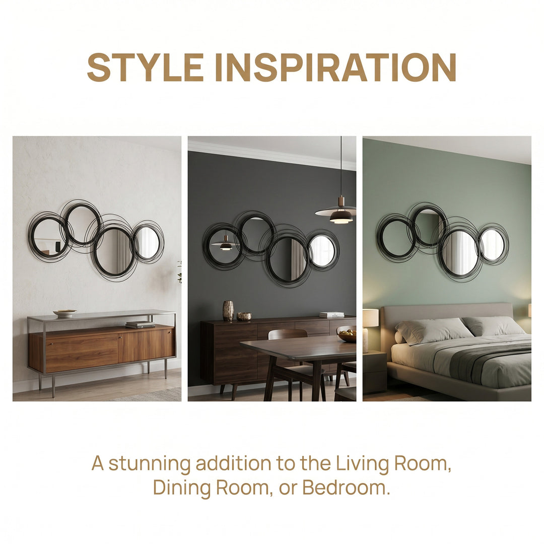 Metal Wall Art 56cm Modern Decorative Mirror Decor for Living Room Bed