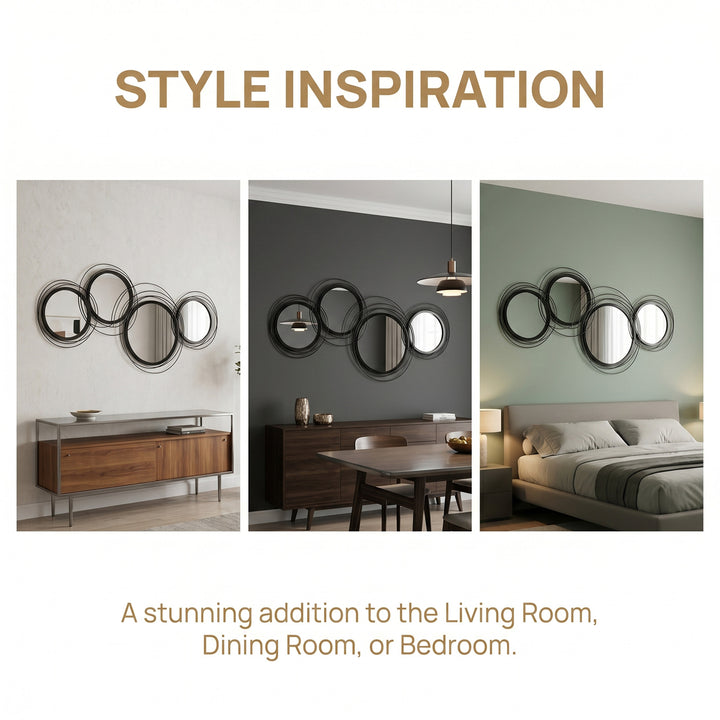 Metal Wall Art 56cm Modern Decorative Mirror Decor for Living Room Bed