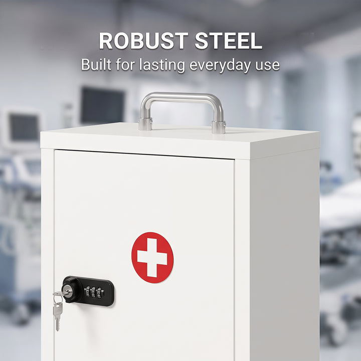 Wall Mount Medicine Cabinet with Combination and Key Lock, 3 Tier Stee