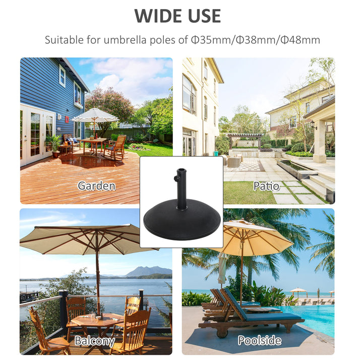 Outsunny 25kgs Round Umbrella Base Concrete Parasol Weight Stand Patio Outdoor Black Dia 50cm | Aosom UK