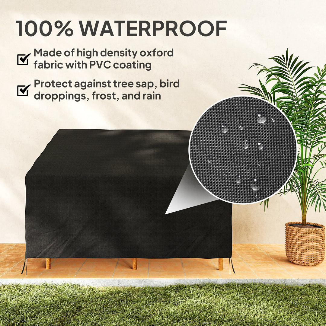 Outsunny 600D Oxford Cloth Furniture Cover, 2 Seater Sofa Protector for Garden Patio, Outdoor, Waterproof, Black, 140L x 84W x 56/94H cm