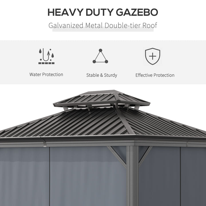 Outsunny 3.7 x 3(m) Outdoor Hardtop Gazebo Canopy Aluminum Frame with 2