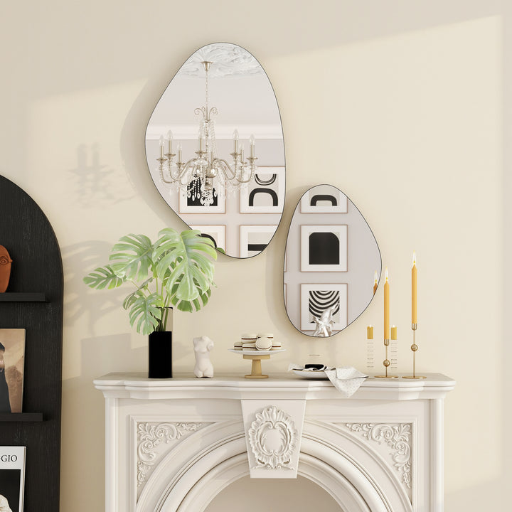 Set of 2 Pebble-Shaped Wall Mirror