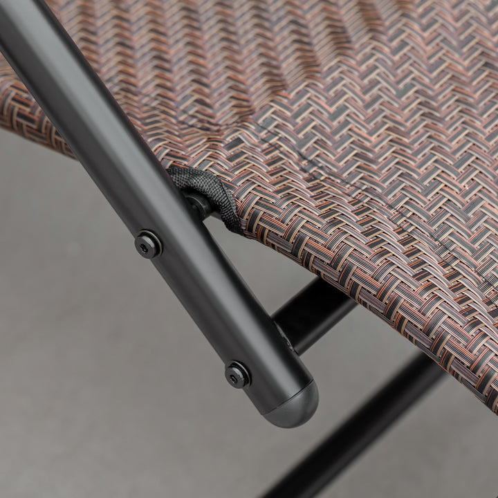 MCL Zero Gravity Rocking Lounge Chair Rattan Effect Patio Rocking Chair w/ Removable Pillow Recliner Seat Breathable Texteline - Brown