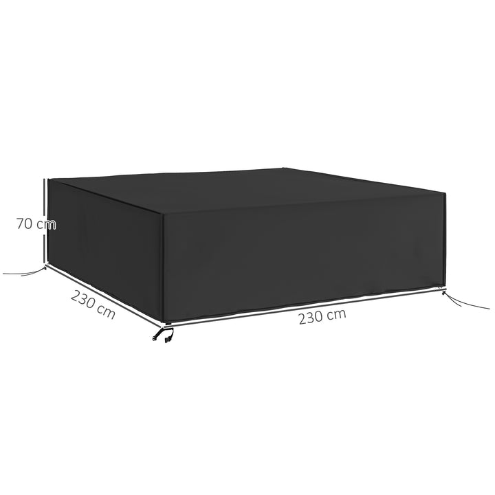 Large Patio Garden Furniture Set Cover 600D Oxford Square Waterproof, 230 x 230 x 70 cm, Black