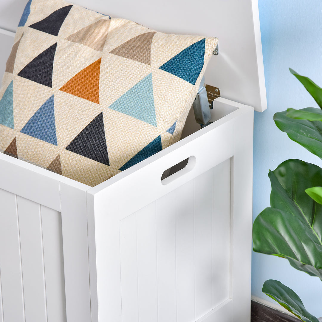 MCL Lift Top Storage Chest Toy Box Organizer with Lid and Safety Hinges for Bedroom Entryway Living Room - White