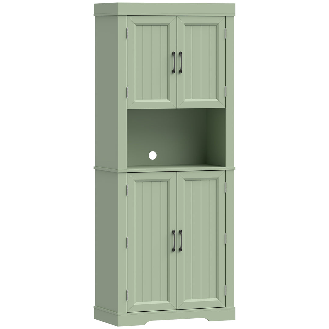 183 cm Tall Kitchen Cupboard, Kitchen Cabinet with Open Countertop - Sage Green