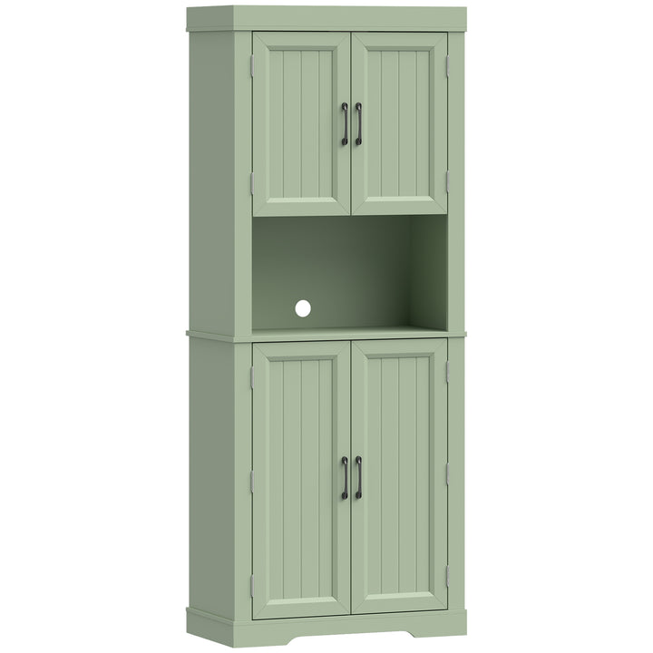 183 cm Tall Kitchen Cupboard, Kitchen Cabinet with Open Countertop - Sage Green