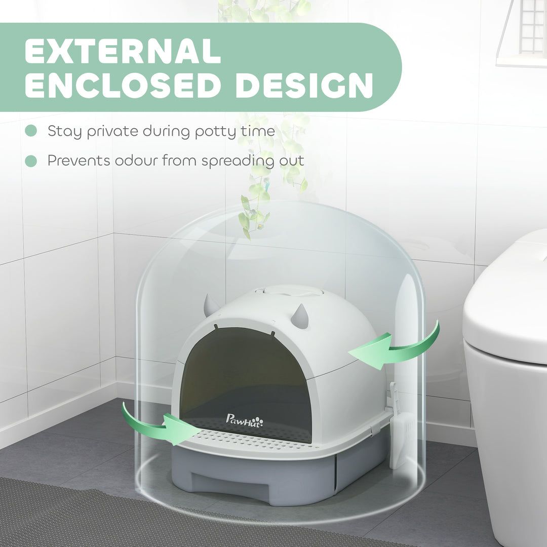 Enclosed Cat Litter Box w/ Pull-Out Drawer, Scoop, Deodorising Bags fo