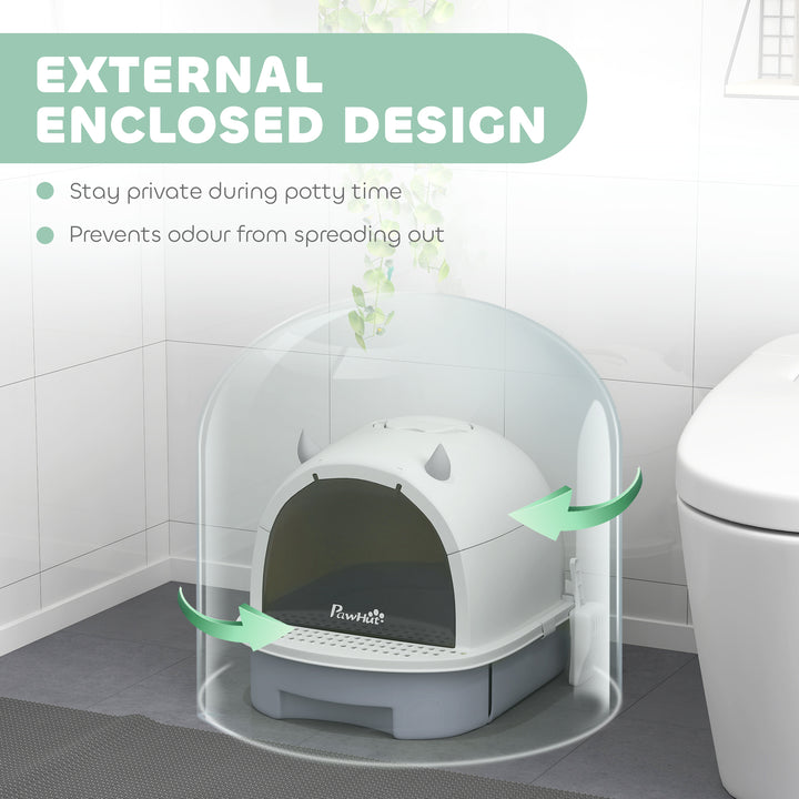 Enclosed Cat Litter Box w/ Pull-Out Drawer, Scoop, Deodorising Bags fo