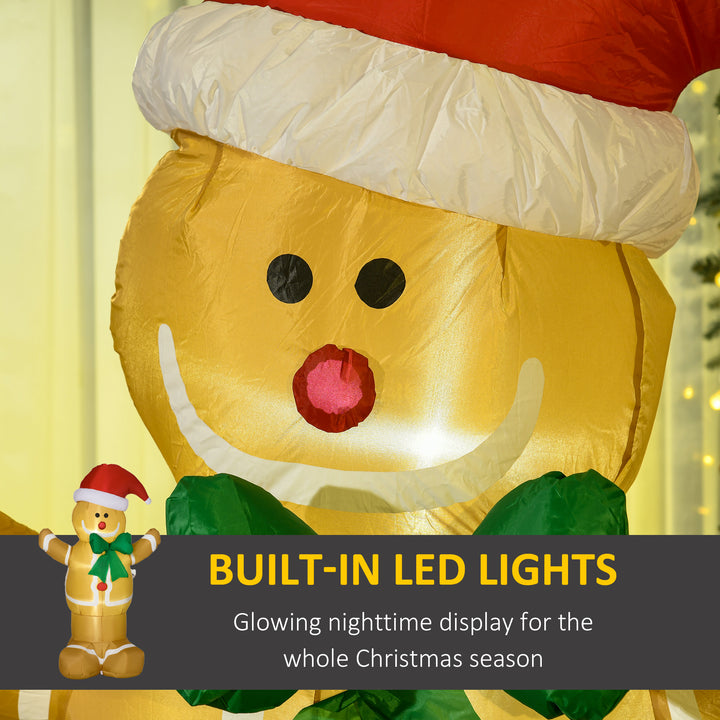 6ft Christmas Inflatable Gingerbread Man & Santa Hat Safe Outdoor Decoration w/ LED Lights Accessories