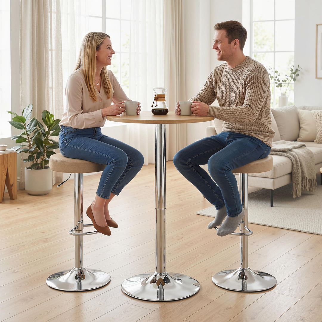 Bar Stools Set of 2, Modern PU Leather Swivel Barstools, Height Adjust