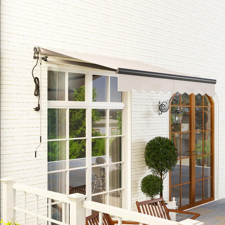 2.5 x 2m Electric Awning with Remote Controller, Aluminium Frame DIY Retractable Awning, UV30+ Sun Shade Canopy for Garden Patio Deck Door Window, Beige