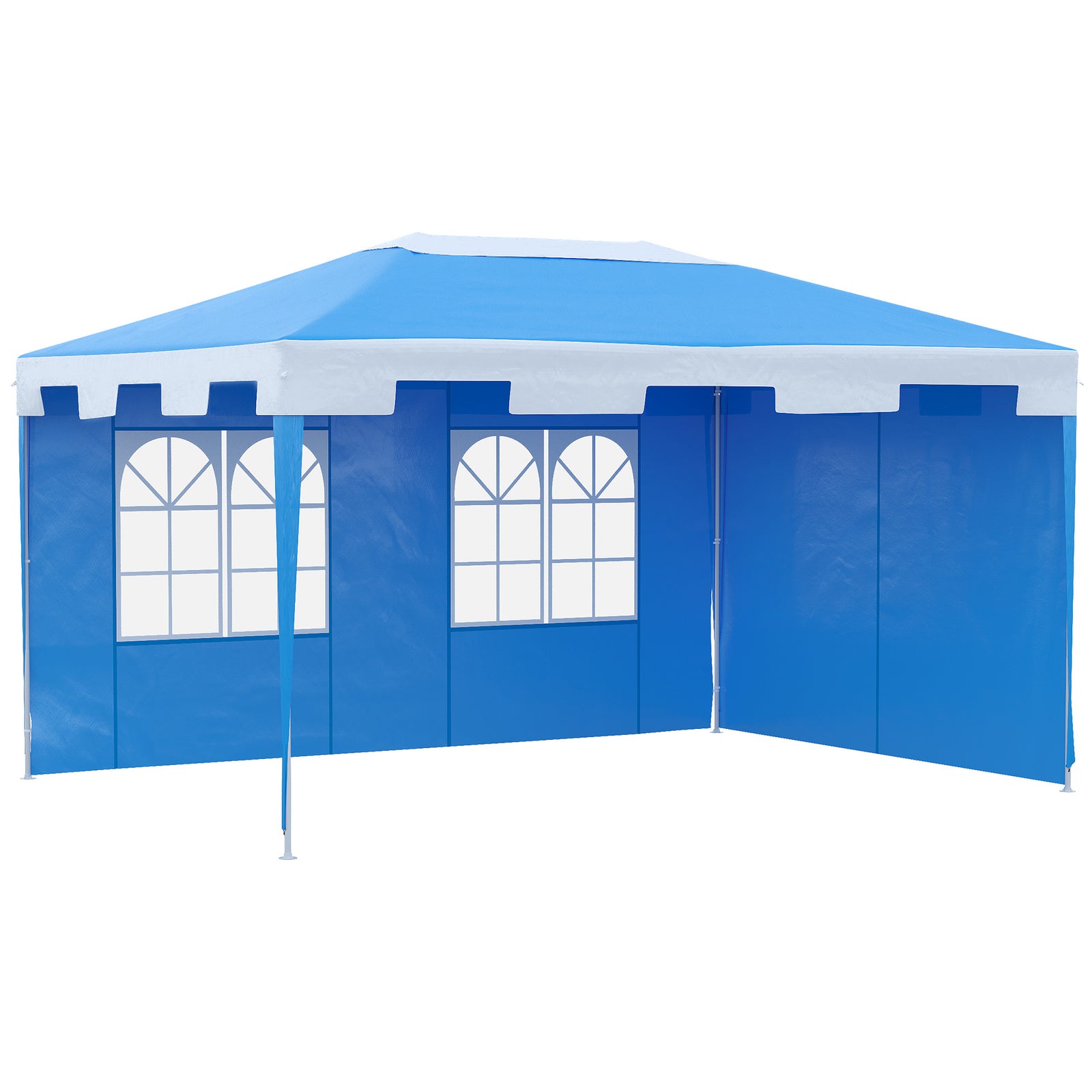 3 x 4 m Garden Gazebo Shelter Marquee Party Tent with 2 Sidewalls for Patio Yard Outdoor, Blue