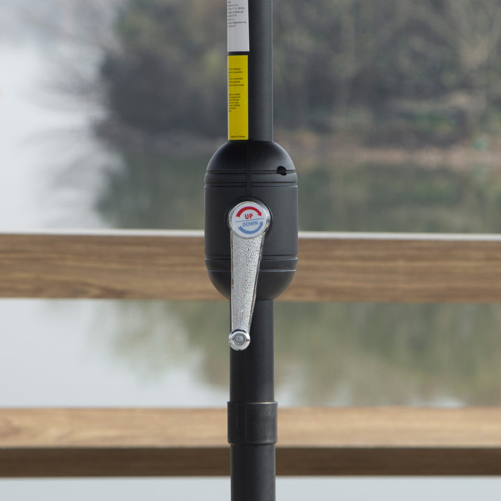 MCL 2.7M Garden Parasol Umbrella with Glass Fibre Ribs and Aluminium Frame, Tilting Sun Shade Shelter Canopy, Charcoal Grey