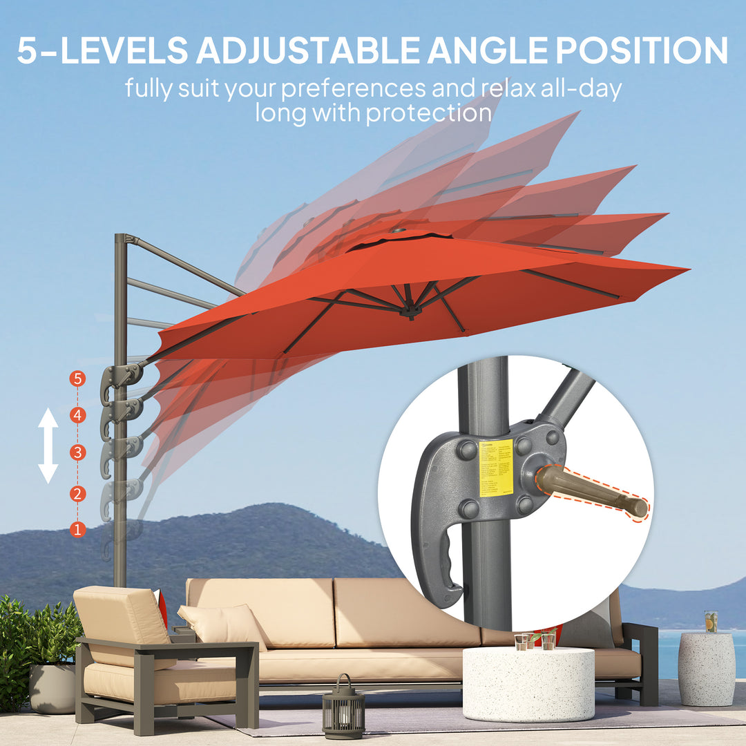 Five-Position Overhanging Parasol - Orange