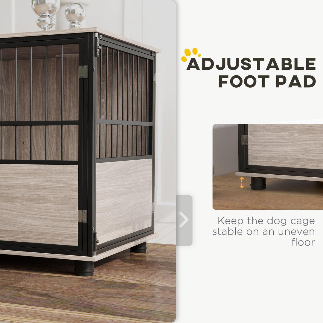 80cm Furniture Style Dog Crate Dog Cage End Table Indoor with 3 Doors Soft Washable Cushion, for Medium Sized Dogs