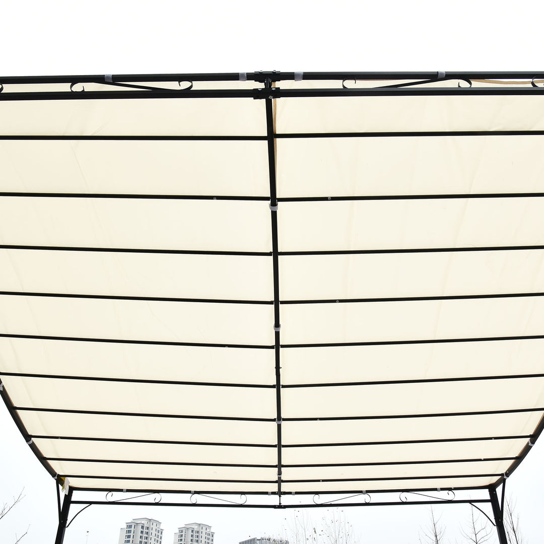4 x 3 Meters Canopy Metal Wall Gazebo Awning Garden Marquee Shelter Door Porch - Cream