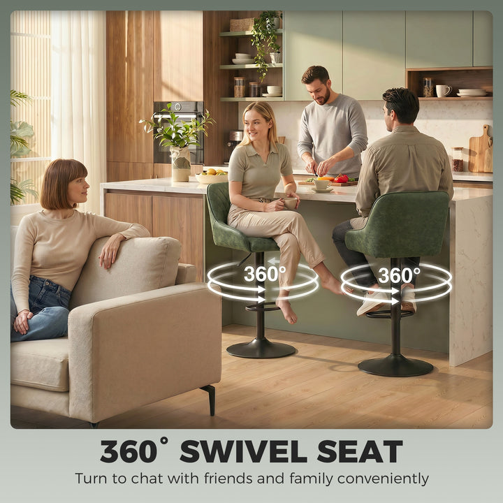 Bar Stools Adjustable Swivel Kitchen Chairs with Backrest Set of 2 for