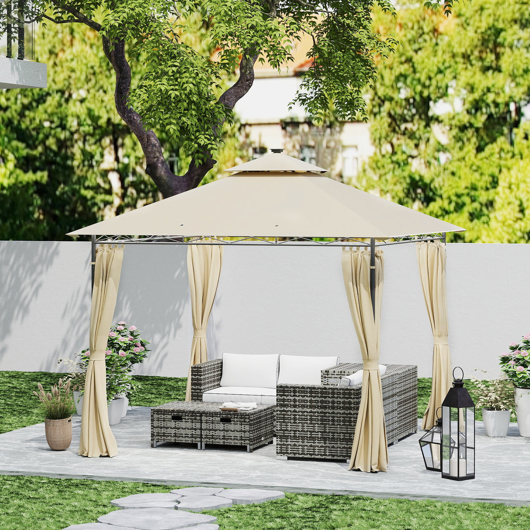 3 x 3 m Solar LED Metal Gazebo - Beige