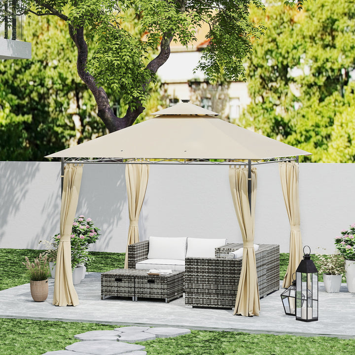 3 x 3 m Solar LED Metal Gazebo - Beige