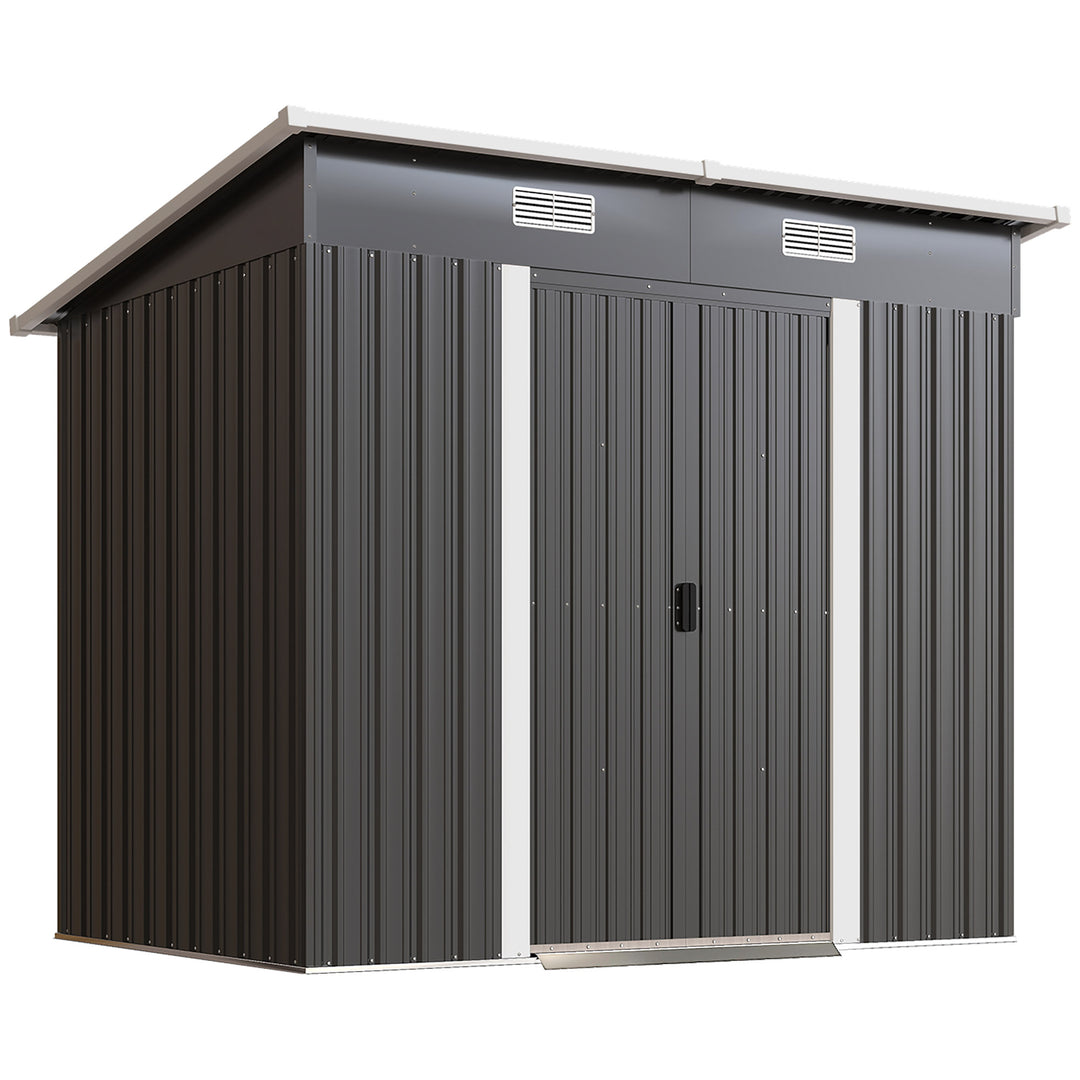 7 x 4ft Outdoor Storage Shed with Foundation Kit, Lean to Metal Garden