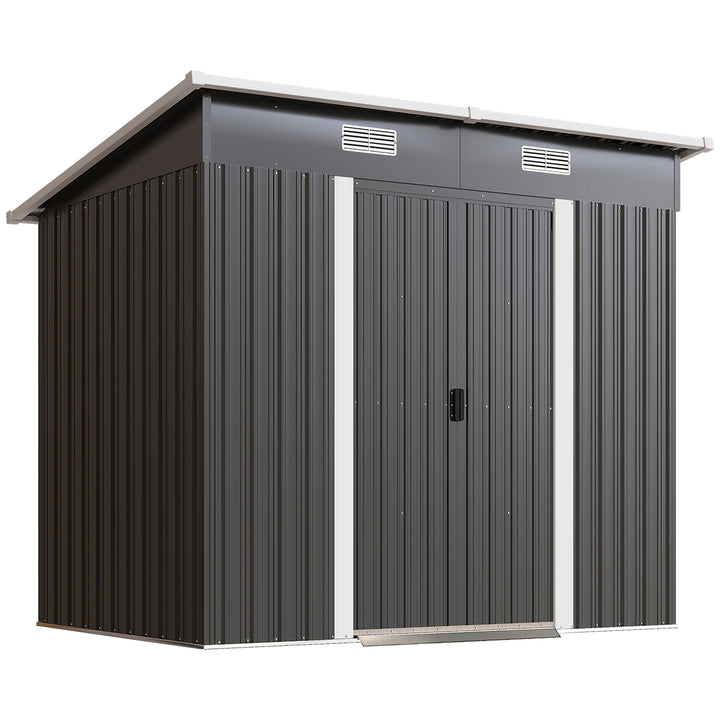 7 x 4ft Outdoor Storage Shed with Foundation Kit, Lean to Metal Garden