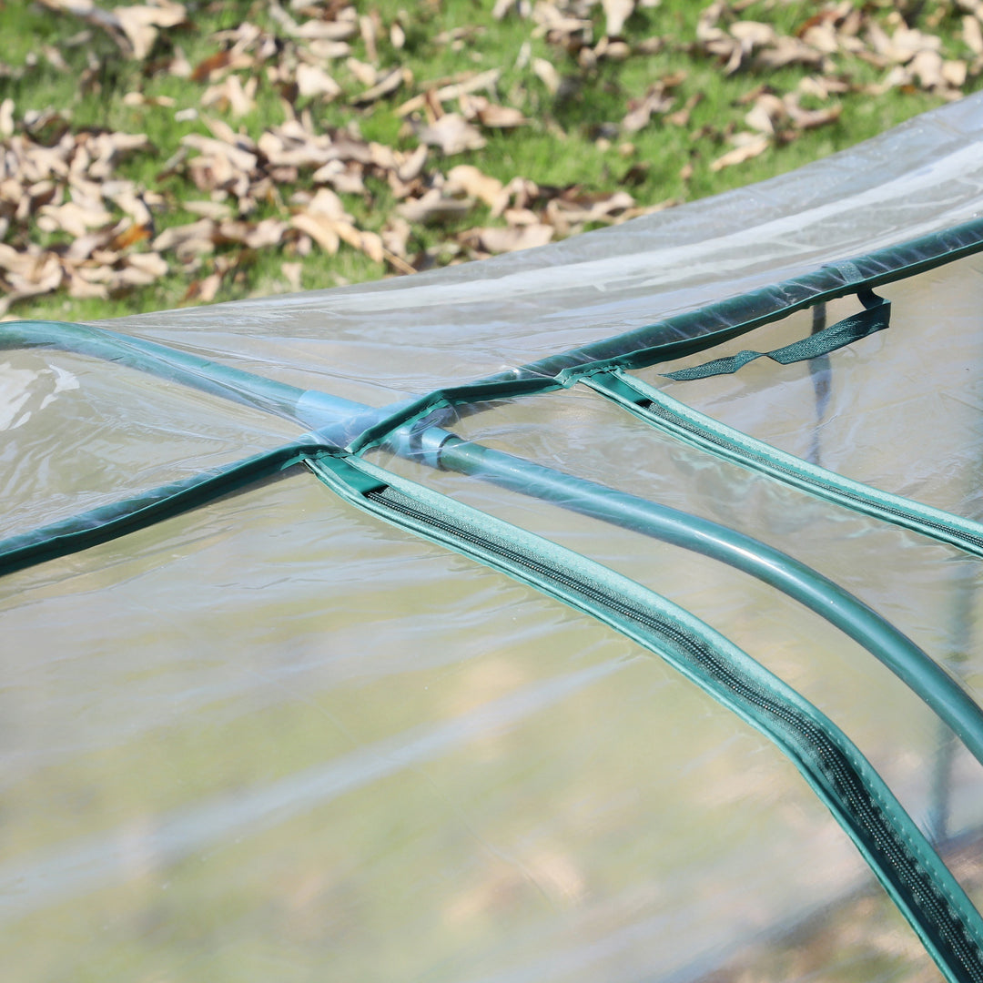 Mini Greenhouse, Small Polytunnel Green House with Zipped Doors, Steel Frame for Garden Patio, 300 x 100 x 80cm, Clear