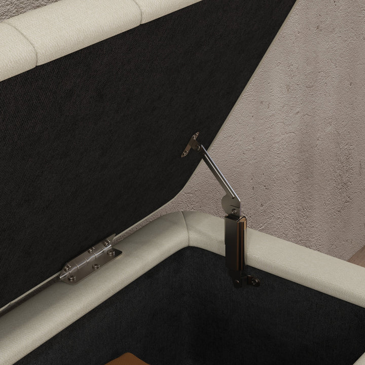 Linen-Look 92 x 31cm Storage Ottoman - Cream White