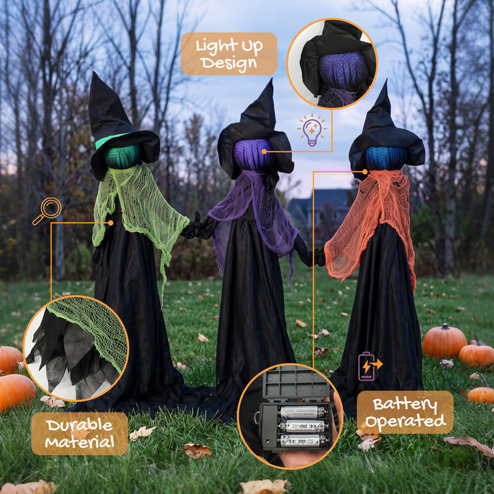 120cm Witches Holding Hands Halloween Decorations Outdoor Indoor, Scar
