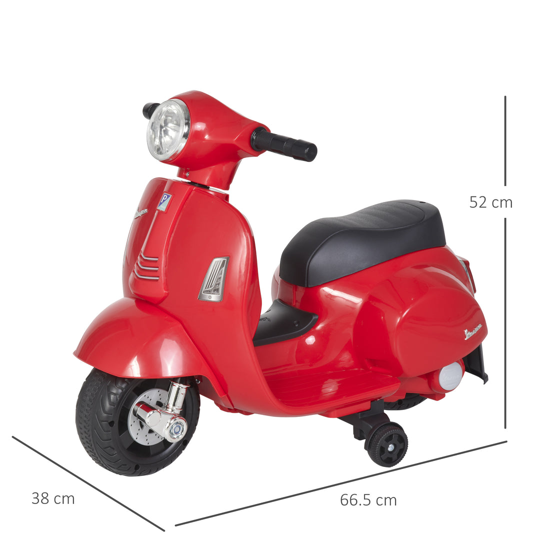 MCL Vespa Licensed 6V Kids Electric Motorbike Ride On Motorcycle  Battery Powered for 18-36 Months with Horn Headlight Red