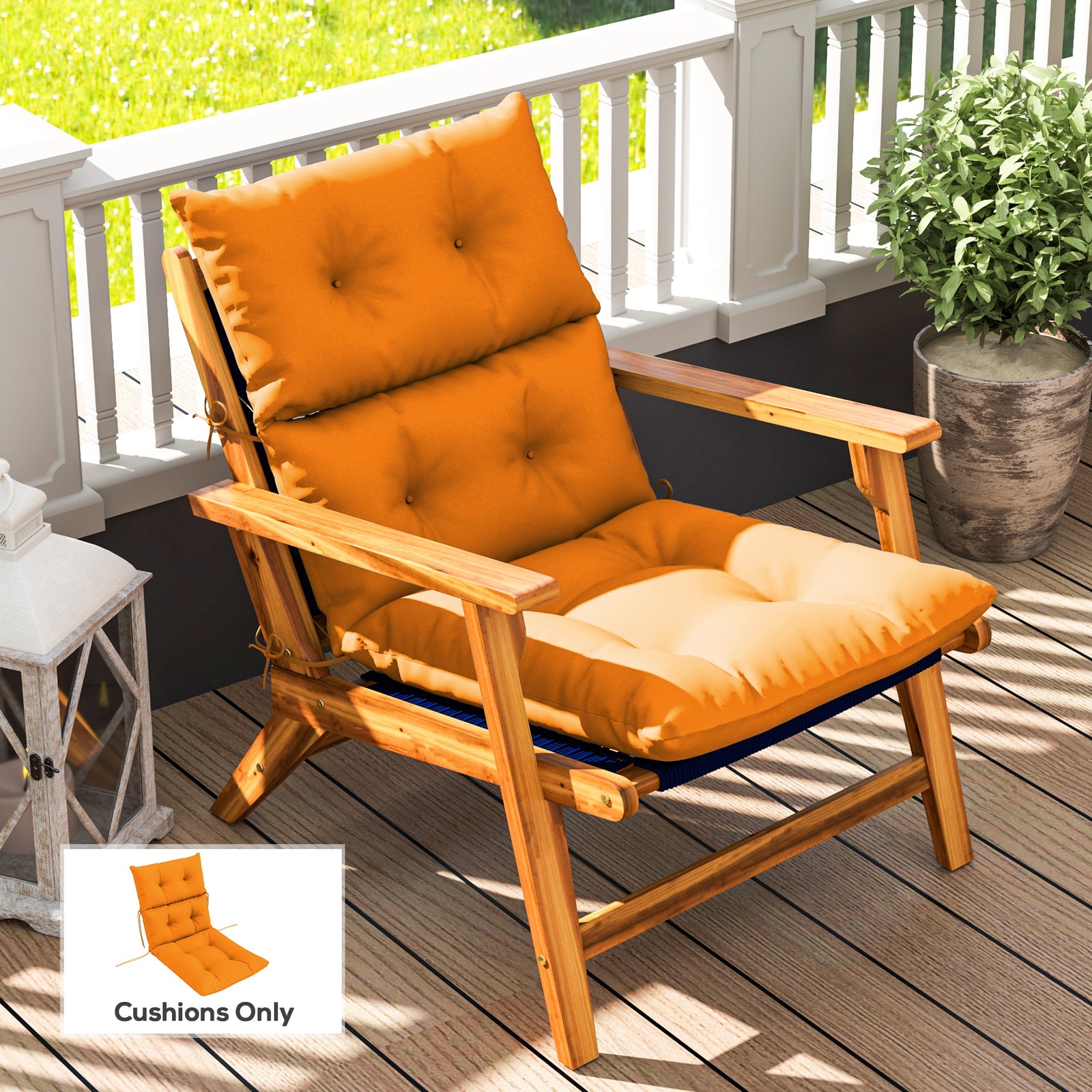 115 x 56cm Rocking Chair Padded Seat Cushion - Orange