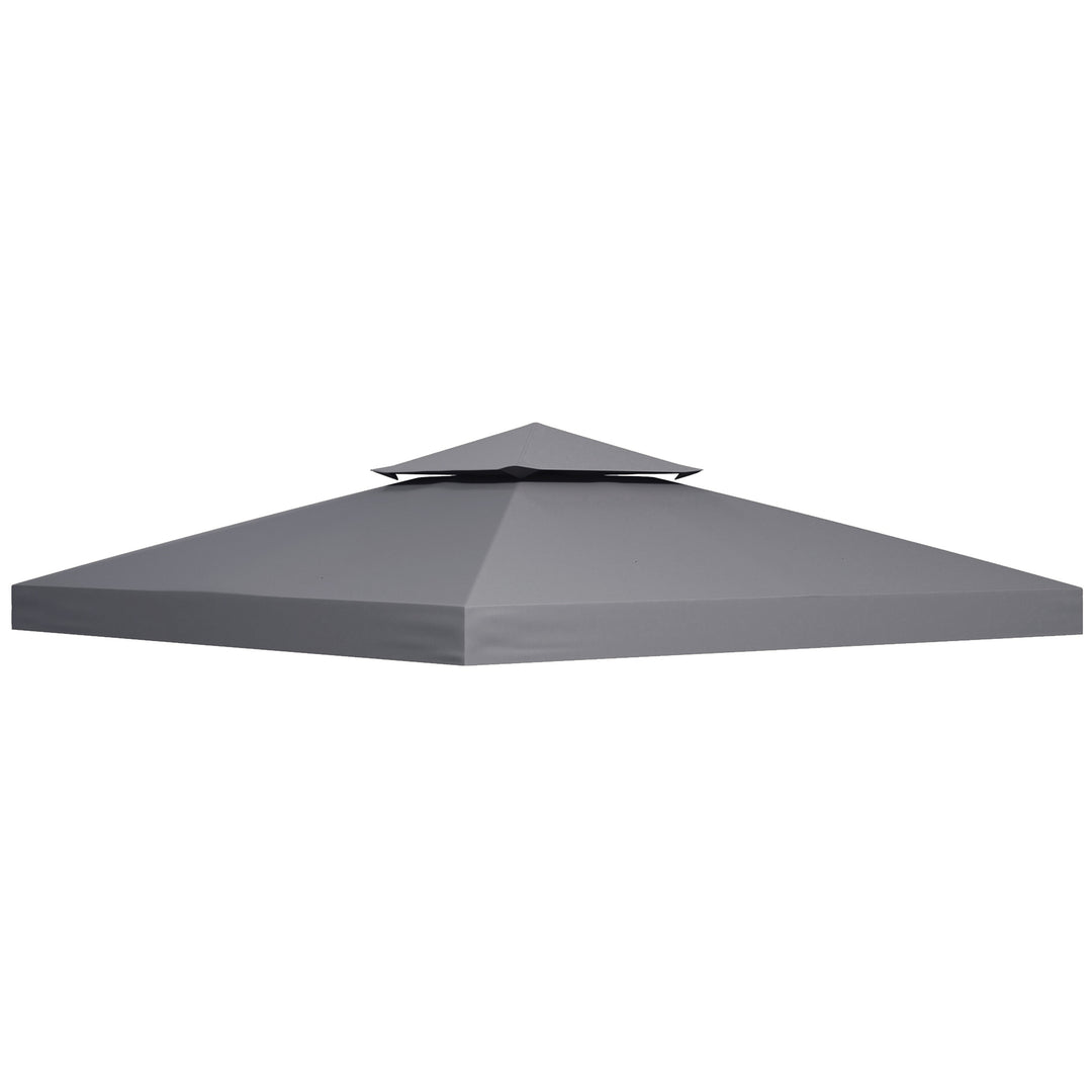 3(m) Gazebo Top Cover Double Tier Canopy Replacement Pavilion Roof Deep Grey