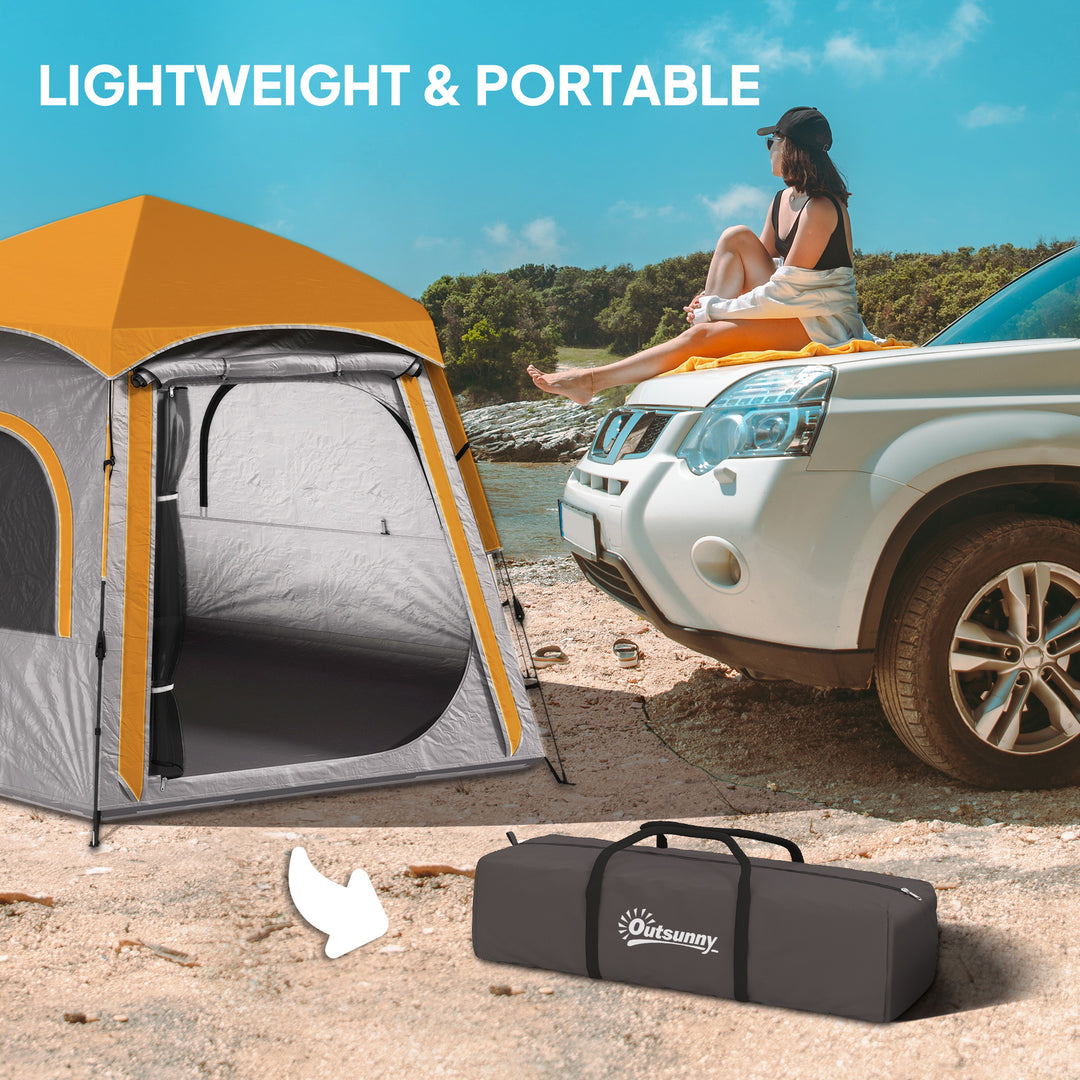 Instant Pop Up Camping Tent, 2/3/4 Person Easy Setup Dome Family Tent with Vestibule, Rainfly, 4 Mesh Windows & 2 Doors, Hexagonal Design, Waterproof & UV Protected, Light Grey