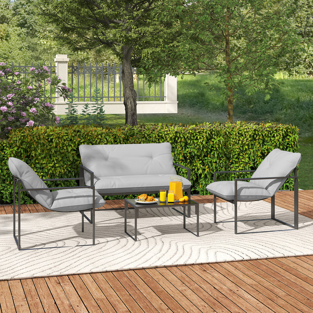 Four-Piece Relaxed Back Garden Dining Set - Black/Light Grey