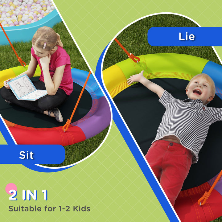 Metal Kids Swing Set Nest Swing Seat with A-Frame Structure for Outdoor Use - Multicoloured