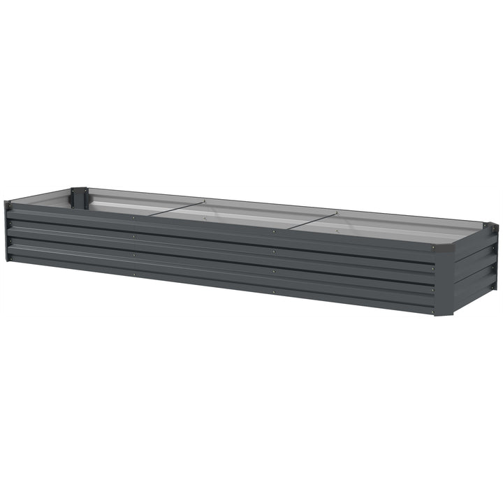 Outsunny Galvanised Raised Bed for Garden, Rectangular Outdoor Elevated Planter Box with Safety Edging and Open Bottom for Growing Flowers, Herbs and Vegetables, 240 x 60cm, Grey